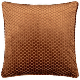 Paoletti Neptune Velvet Polyester Filled Cushion, Copper, 50Cm X 50Cm - thumbnail 2