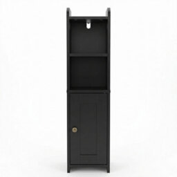 Levede Bathroom Cabinet Slim Corner Storage Adjustable Shelves Pb Mdf Black - thumbnail 3