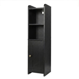 Levede Bathroom Cabinet Slim Corner Storage Adjustable Shelves Pb Mdf Black - thumbnail 2