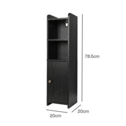 Levede Bathroom Cabinet Slim Corner Storage Adjustable Shelves Pb Mdf Black - thumbnail 4