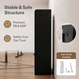 Levede Bathroom Cabinet Slim Corner Storage Adjustable Shelves Pb Mdf Black - thumbnail 8