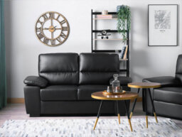 Beliani Sofa 2 Seater Vogar Faux Leather Black - thumbnail 2