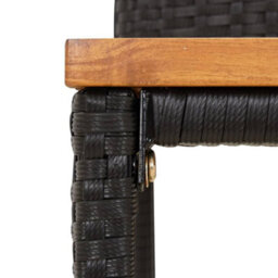 Walplus 3 Piece Garden Bar Set Black Poly Rattan&solid Wood Acacia - thumbnail 6