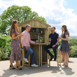 Zest Garden Bar & 2 Stool Seat Set Wooden Outdoor Storage Folding Bar Table