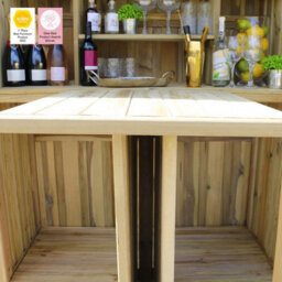 Zest Garden Bar & 2 Stool Seat Set Wooden Outdoor Storage Folding Bar Table - thumbnail 3