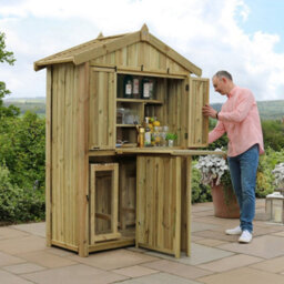 Zest Garden Bar & 2 Stool Seat Set Wooden Outdoor Storage Folding Bar Table - thumbnail 8
