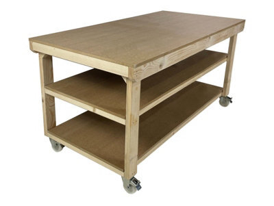Arbor Garden Solutions Workbench Mdf Top, Large Heavy-Duty Table (H-90Cm, D-90Cm, L-120Cm) With Wheels And Double Shelf - image 1