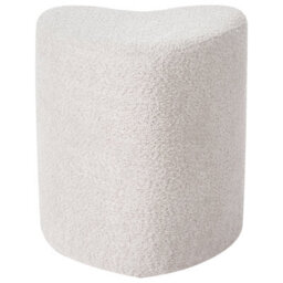 Wyld And Coco Heart-Shaped Chenille Pouffe Beige Upholstered Seat, Compact W40 X D33 X H44Cm - thumbnail 1