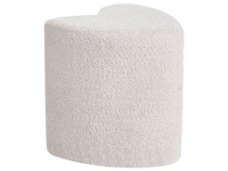 Wyld And Coco Heart-Shaped Chenille Pouffe Beige Upholstered Seat, Compact W40 X D33 X H44Cm - thumbnail 3