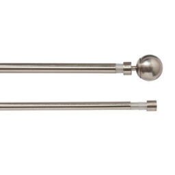 GoodHome Athens Satin Grey Nickel Effect Extendable Ball Double Curtain Pole Set Set, (L)2000mm-3300mm (Dia)19mm - thumbnail 1