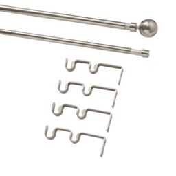 GoodHome Athens Satin Grey Nickel Effect Extendable Ball Double Curtain Pole Set Set, (L)2000mm-3300mm (Dia)19mm - thumbnail 3