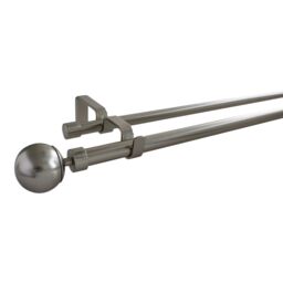 GoodHome Athens Satin Grey Nickel Effect Extendable Ball Double Curtain Pole Set Set, (L)2000mm-3300mm (Dia)19mm - thumbnail 6