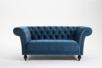 Petrol 2 Seater Handmade Chesterfield Sofa Armchair Settee Love Seat Velvet - D Pro T Homeware - image 1