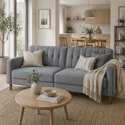 Wyld Haus Toelfa Dark Grey Velvet-Feel 3-Seater Convertible Sofa Bed - L189 X D80.5 X H78.5Cm - image 1