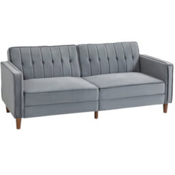 Wyld Haus Toelfa Dark Grey Velvet-Feel 3-Seater Convertible Sofa Bed - L189 X D80.5 X H78.5Cm - thumbnail 2
