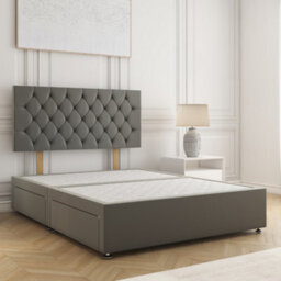 Bsspoke Mia Divan Bed Grey Plush Velvet With 24Inch Headboard No Drawers No Mattress In Single Double King Super King 4Ft