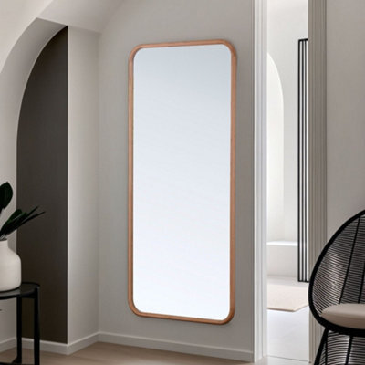 Yearn Oak Framed Curved Wall Mirror 180X80Cm - image 1