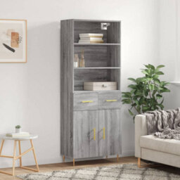 Berkfield Highboard Grey Sonoma 69.5X34X180 Cm Engineered Wood - thumbnail 1