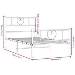 Berkfield Metal Bed Frame With Headboard And Footboard White 90X190 Cm 3Ft Single - thumbnail 9