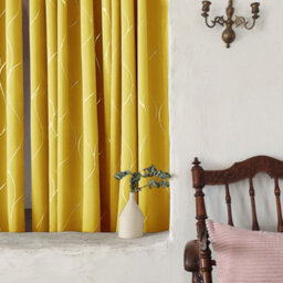 Deconovo Mellow Yellow, Thermal Insulated Room Darkening Curtains, Silver Wave Line Foil Printed Curtains W66 X L54 Inch, 2 Panels - thumbnail 2
