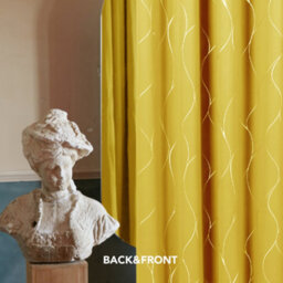 Deconovo Mellow Yellow, Thermal Insulated Room Darkening Curtains, Silver Wave Line Foil Printed Curtains W66 X L54 Inch, 2 Panels - thumbnail 6