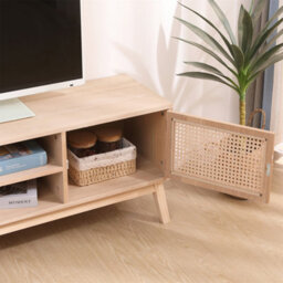 "Furniturehmd Tv Stand Cabinet With Shelves Wicker Door Front Scandi Style Entertainment Unit For Tv's Up To 55"" Living Room" - thumbnail 3