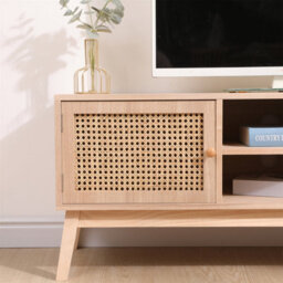 "Furniturehmd Tv Stand Cabinet With Shelves Wicker Door Front Scandi Style Entertainment Unit For Tv's Up To 55"" Living Room" - thumbnail 4