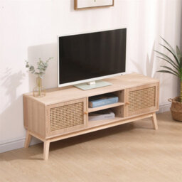 "Furniturehmd Tv Stand Cabinet With Shelves Wicker Door Front Scandi Style Entertainment Unit For Tv's Up To 55"" Living Room" - thumbnail 2