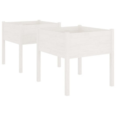 Berkfield Durable Garden Planters 2 Pcs White 70X70X70 Cm Solid Pinewood - image 1
