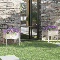 Berkfield Durable Garden Planters 2 Pcs White 70X70X70 Cm Solid Pinewood - thumbnail 2