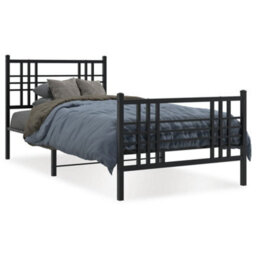 Berkfield Metal Bed Frame Without Mattress With Footboard Black 90X190Cm - thumbnail 2