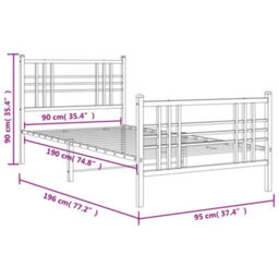 Berkfield Metal Bed Frame Without Mattress With Footboard Black 90X190Cm - thumbnail 8