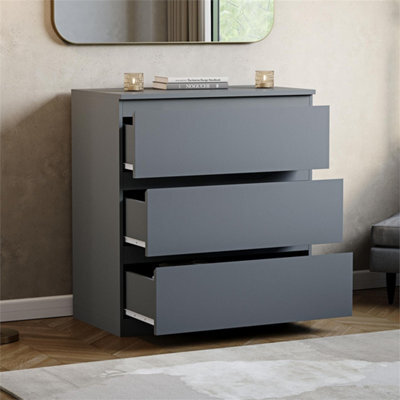Grey Designs Denver 3 Drawer Chest Of Drawers Storage - image 1
