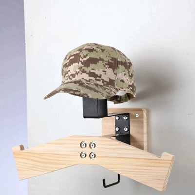 Wooden Wall Motorcycle Helmet Rack Shelf Bag & Key Hook - image 1