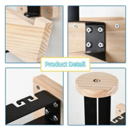 Wooden Wall Motorcycle Helmet Rack Shelf Bag & Key Hook - thumbnail 6