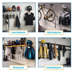 Wooden Wall Motorcycle Helmet Rack Shelf Bag & Key Hook - thumbnail 7