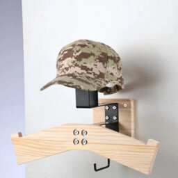 Wooden Wall Motorcycle Helmet Rack Shelf Bag & Key Hook