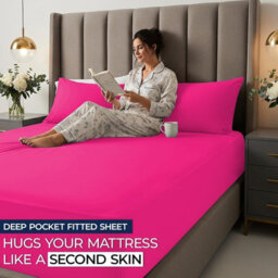 Aspire Homeware Pink Fitted Sheet-(25Cm) Deep Hotel Quality -Breathable Fitted Bed Sheets Double (L)190Cm X (W)137Cm - thumbnail 5