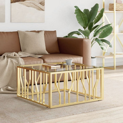 Berkfield Coffee Table Gold 80X80X40 Cm Stainless Steel And Glass - image 1