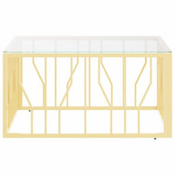Berkfield Coffee Table Gold 80X80X40 Cm Stainless Steel And Glass - thumbnail 3