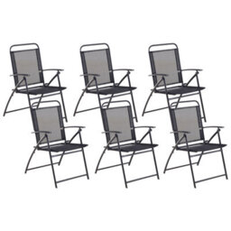 Beliani Set Of 6 Garden Chairs Livo Metal Black - thumbnail 1