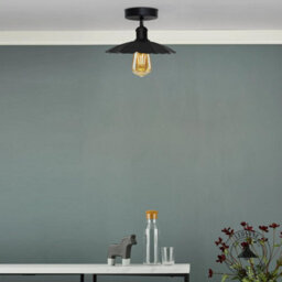 Industrial-Semi Flush Mount Vintage Ceiling Light Industrial Metal 22Cm Umbrella Lampshade Pendant Lighting For Farmhouse - thumbnail 5