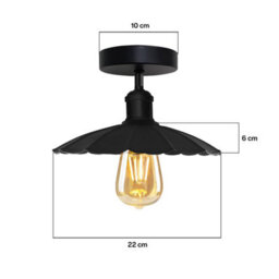 Industrial-Semi Flush Mount Vintage Ceiling Light Industrial Metal 22Cm Umbrella Lampshade Pendant Lighting For Farmhouse - thumbnail 4