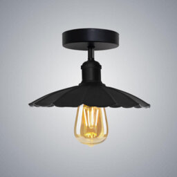 Industrial-Semi Flush Mount Vintage Ceiling Light Industrial Metal 22Cm Umbrella Lampshade Pendant Lighting For Farmhouse - thumbnail 3