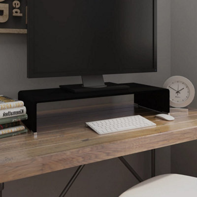 Vidaxl Tv Stand/monitor Riser Glass Black 70X30X13 Cm - image 1