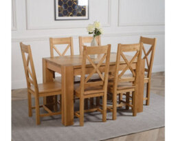 That's Furniture Kuba 125 X 80 Cm Chunky Oak Small Dining Table And 6 Chairs Dining Set With Berkeley Chairs - thumbnail 3