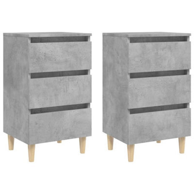 Vidaxl Bed Cabinets & Solid Wood Legs 2 Pcs Concrete Grey 40X35X69 Cm - image 1