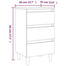 Vidaxl Bed Cabinets & Solid Wood Legs 2 Pcs Concrete Grey 40X35X69 Cm - thumbnail 3