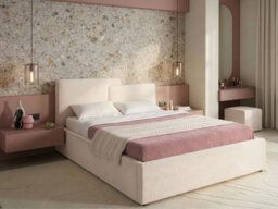 Beliani Ottoman Bed Fabric Lagarde 180 X 200 Cm (Eu Super King) Off-White - thumbnail 2