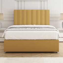 Bsspoke Sienna Divan Bed Set In Mustard Plush Velvet 24Inch Headboard & 2 Drawers Same Side & No Mattress 3Ft 4Ft 4Ft6 5Ft 6Ft - thumbnail 3